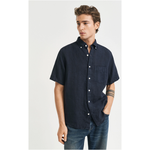 GANT Regular Fit Garment-Dyed Linen Short Sleeve Shirt